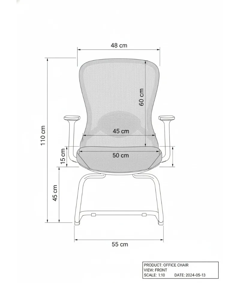 כיסא לחדרי ישיבות FG-388C-HS - שרטוט