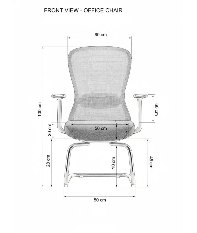 כיסא לחדרי ישיבות FG-389C-HS - שרטוט